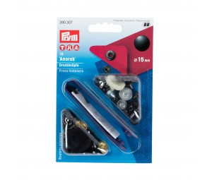 Set capse metalice negre 'Anorak' 15 mm - Prym 390307